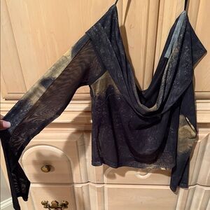 Vici Black and Gold Elegant sheer crop  Top